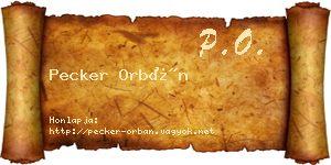 Pecker Orbán névjegykártya